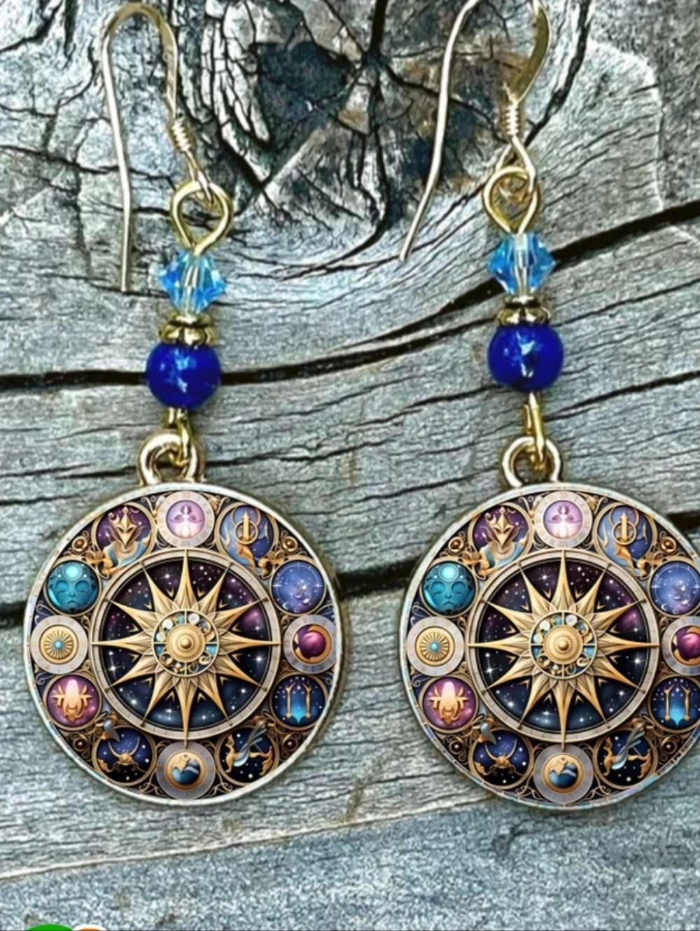 ASTROLOGY Intuition Spiritual Drop Earrings. Blue And Pink.